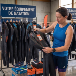 femme qui cherche une tenue combinaison de natation pour son premier triathlon