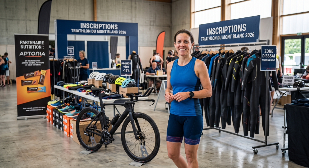 femme qui fait du triathlon qui sourit à la caméra